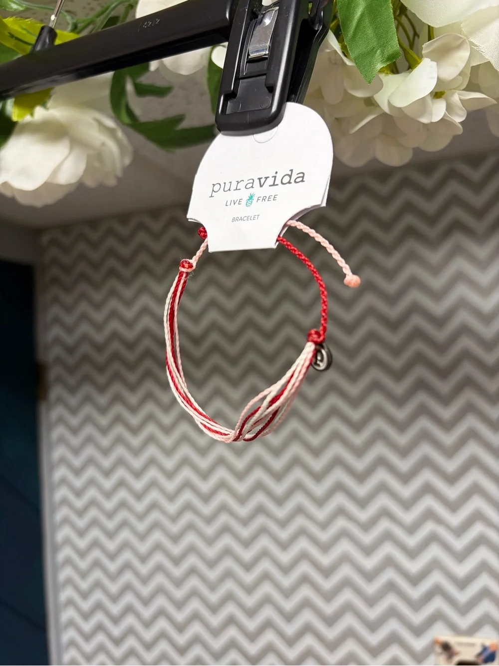 Pura Vida Red & White Multi-Strand Braided Bracelet - Picture 2 of 3